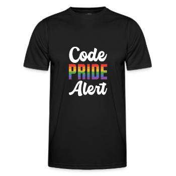 Code Pride Alert Bisexual Lesbian Love Asexual Tra - Männer Funktions-T-Shirt - Schwarz - Vorne - AI Model Male 178 dark (178cm)