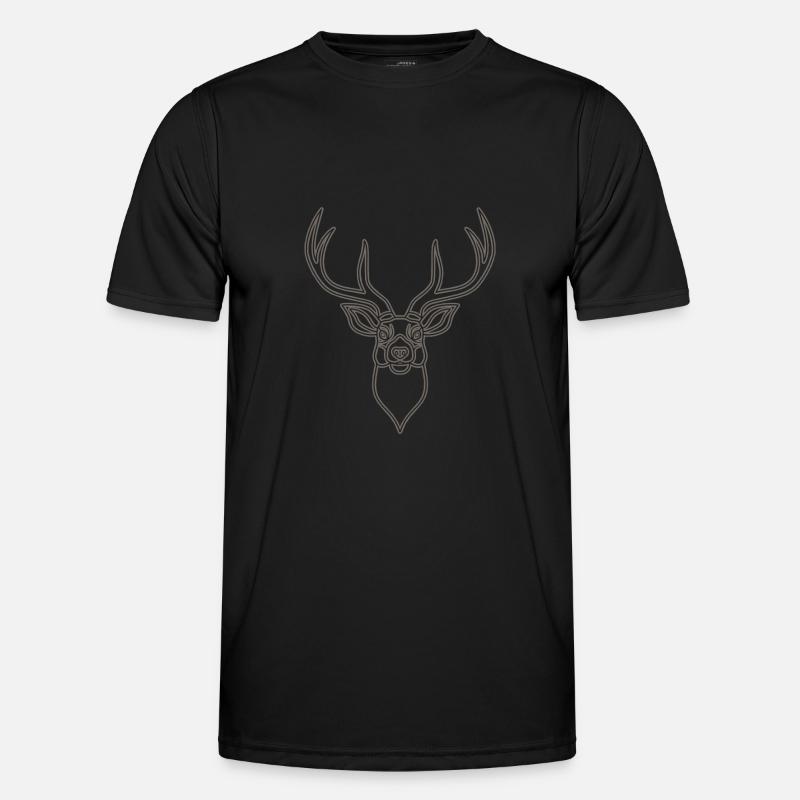 Rothirsch Geweih mit Hirschgeweih - Männer Funktions-T-Shirt - Schwarz