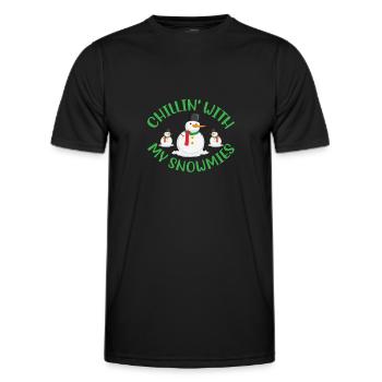 Chillin' with my Snowmies Norwegian patterns - Men's Functional T-Shirt - black - Front - AI Model Male 178 dark (178cm)