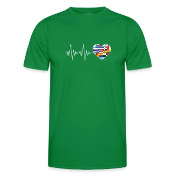 Hearts Beat Spanish Flags Hispanic Heritage Month - Men's Functional T-Shirt - kelly green - Front - AI Model Male 178 dark (178cm)