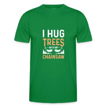 J’embrasse les arbres avec ma tronçonneuse Funny Logger - T-shirt sport Homme - vert - Devant - AI Model Male 178 dark (178cm)