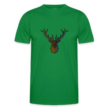 Red deer antlers with deer antlers - Men's Functional T-Shirt - kelly green - Front - AI Model Male 178 dark (178cm)