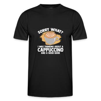 Cappuccino et un bon livre - T-shirt sport Homme - noir - Devant - AI Model Male 178 dark (178cm)