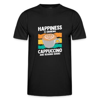 Happiness Is Drinking Cappuccino And Reading Books - Men's Functional T-Shirt - black - Front - AI Model Male 178 dark (178cm)