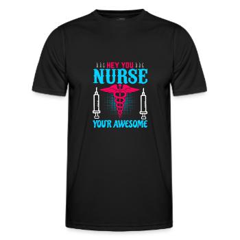 Hé, tu es infirmière, tu es géniale - T-shirt sport Homme - noir - Devant - AI Model Male 178 dark (178cm)