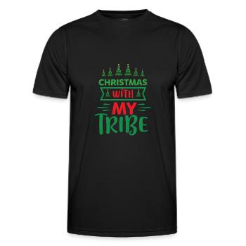 Ugly Christmas Weihnachten ist mein Tribe Sprüche - Männer Funktions-T-Shirt - Schwarz - Vorne - AI Model Male 178 dark (178cm)