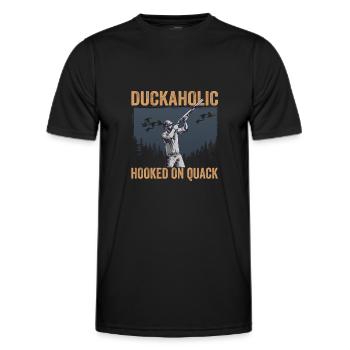 Duck Hunter Duckaholic Hooked On Quack Duck - Men's Functional T-Shirt - black - Front - AI Model Male 178 dark (178cm)