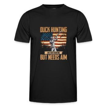American Duck Hunter Duck Hunting Needs Aim USA - Men's Functional T-Shirt - black - Front - AI Model Male 178 dark (178cm)