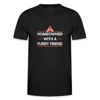 HoMEOWner avec un ami à fourrure chats - T-shirt sport Homme - noir - Devant - AI Model Male 178 dark (178cm)