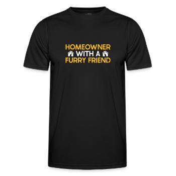 HoMEOWner avec un ami à fourrure chats - T-shirt sport Homme - noir - Devant - AI Model Male 178 dark (178cm)