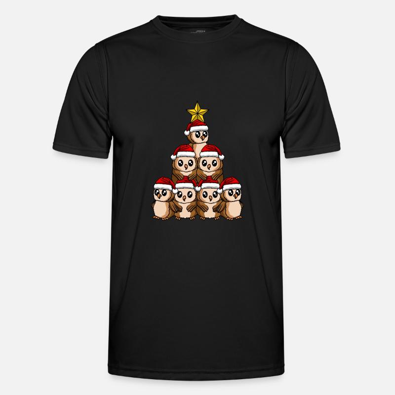 Owl Christmas Tree - Men's Functional T-Shirt - black