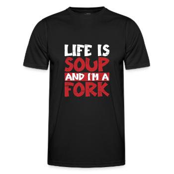 Life Is Soup And I'm A Fork 5 - Men's Functional T-Shirt - black - Front - AI Model Male 178 dark (178cm)