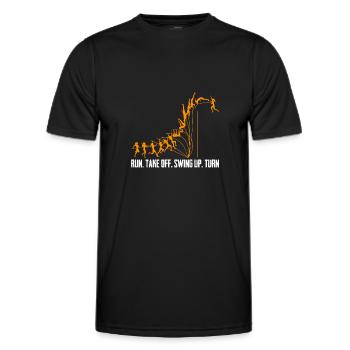 Run Take Off Swing Up Turn Pole Vault - Men's Functional T-Shirt - black - Front - AI Model Male 178 dark (178cm)