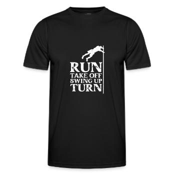 Run Take Off Swing Up Turn Pole Vault - Men's Functional T-Shirt - black - Front - AI Model Male 178 dark (178cm)