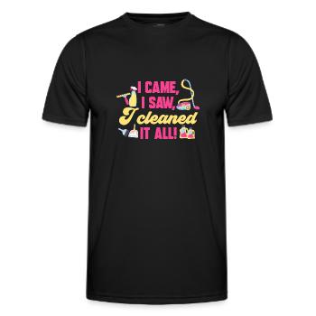 Service de ménage Femme de ménage Femme de ménage - T-shirt sport Homme - noir - Devant - AI Model Male 178 dark (178cm)