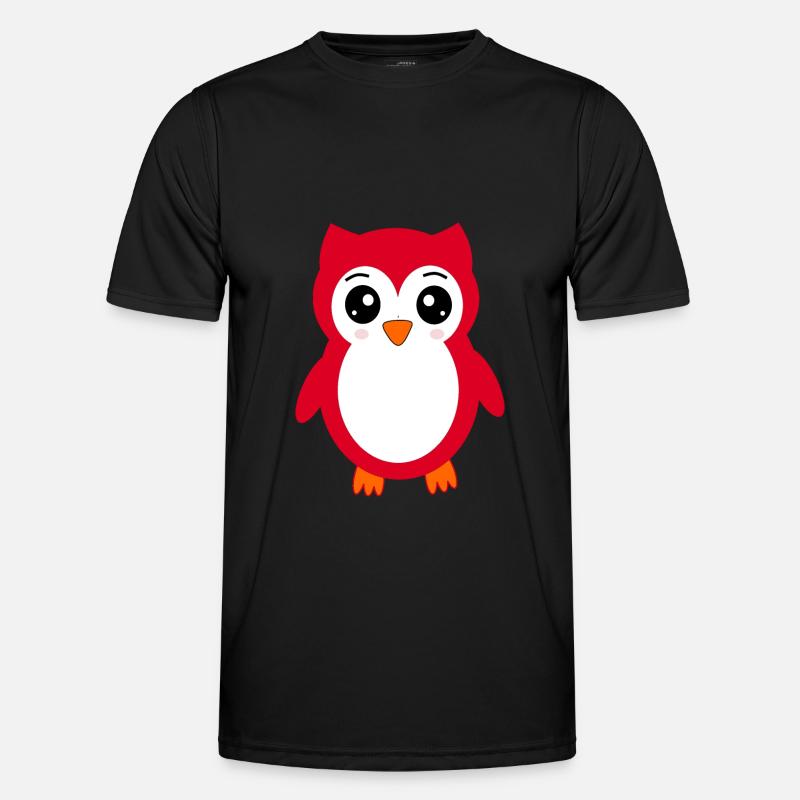 Eule rot - Männer Funktions-T-Shirt - Schwarz