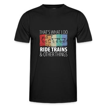 Train Chemin de fer Trains Trains Conducteurs de train - T-shirt sport Homme - noir - Devant - AI Model Male 178 dark (178cm)