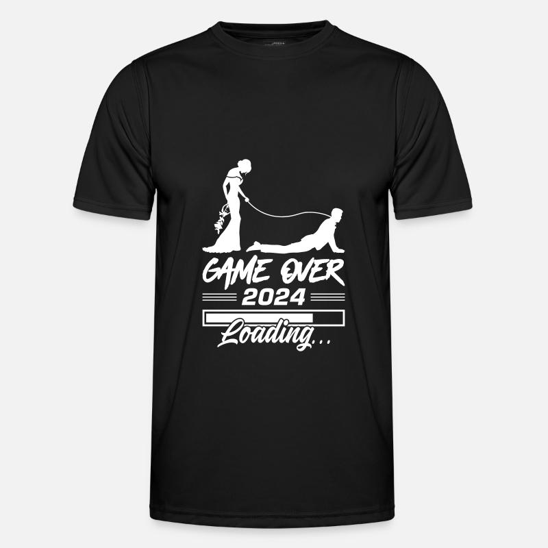 Hochzeit Loading 2024 Game Over - Männer Funktions-T-Shirt - Schwarz
