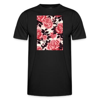 Rose, Muster, blume, pastel, floral - Männer Funktions-T-Shirt - Schwarz - Vorne - AI Model Male 178 dark (178cm)