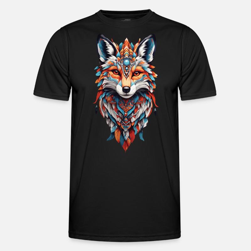Spirituel indien Fox Feather Design Boho Style T-shirt sport Homme