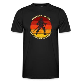 Ehemann Vater Feuerwehrmann - Männer Funktions-T-Shirt - Schwarz - Vorne - AI Model Male 178 dark (178cm)