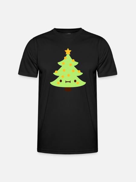 Arbre de Noël avec visage - T-shirt sport Homme - noir
