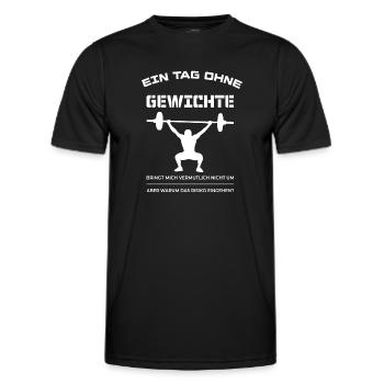 Ein Tag Ohne Krafttraining - warum? - Männer Funktions-T-Shirt - Schwarz - Vorne - AI Model Male 178 dark (178cm)