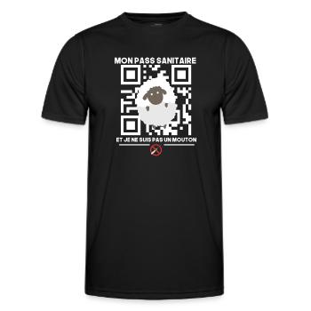 Mon pass sanitaire anti vaccin humour covid - T-shirt sport Homme - noir - Devant - AI Model Male 178 dark (178cm)