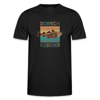 Dorsch Flüsterer Hochseeangeln In Norwegen Retro - Männer Funktions-T-Shirt - Schwarz - Vorne - AI Model Male 178 dark (178cm)