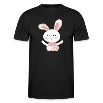 Rabbit White cute pink - Men's Functional T-Shirt - black - Front - AI Model Male 178 dark (178cm)