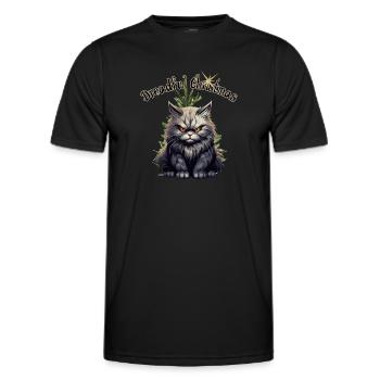 Dreadful Christmas Wütende Grummelige Katze - Männer Funktions-T-Shirt - Schwarz - Vorne - AI Model Male 178 dark (178cm)