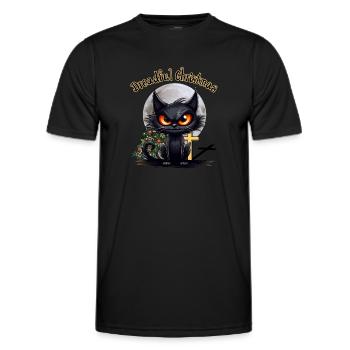 Dreadful Christmas Grummelige Wütende Katze - Männer Funktions-T-Shirt - Schwarz - Vorne - AI Model Male 178 dark (178cm)