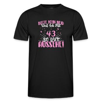 Bitte kein Neid weil mit 43 Jahren gut aussehe - Männer Funktions-T-Shirt - Schwarz - Vorne - AI Model Male 178 dark (178cm)