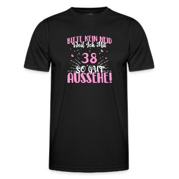 Bitte kein Neid weil ich mit 38 so gut aussehe! - Männer Funktions-T-Shirt - Schwarz - Vorne - AI Model Male 178 dark (178cm)