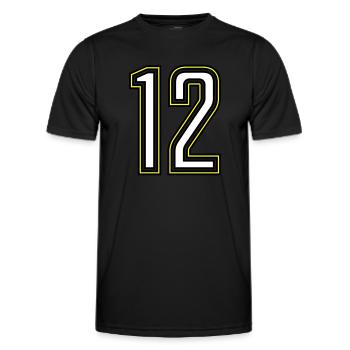 12 - Männer Funktions-T-Shirt - Schwarz - Vorne - AI Model Male 178 dark (178cm)