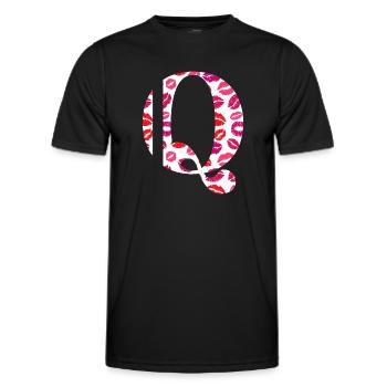Lettre q bisous - T-shirt sport Homme - noir - Devant - AI Model Male 178 dark (178cm)