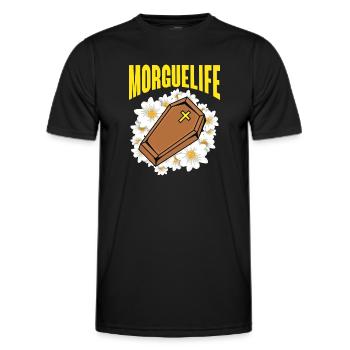Morguelife Embaumeur Pompes Funèbres - T-shirt sport Homme - noir - Devant - AI Model Male 178 dark (178cm)