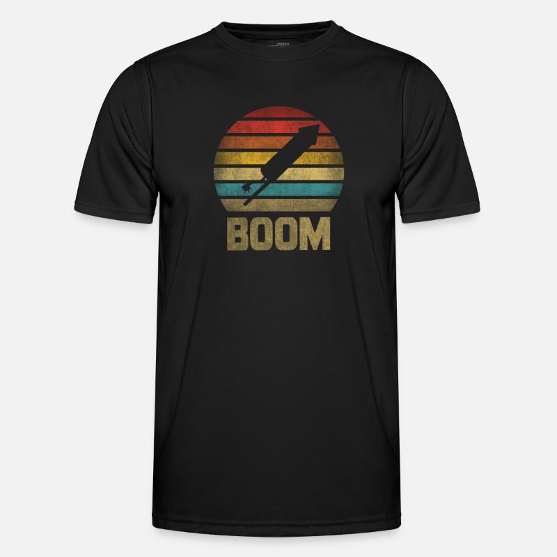 Fireworks Boom Rocket Going Up Launch Retro Männer Funktions-T-Shirt