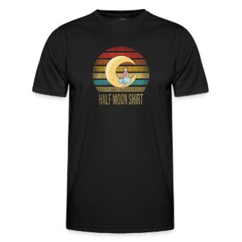 Little Girl Sitting on Half Moon Retro Sunset - Men's Functional T-Shirt - black - Front - AI Model Male 178 dark (178cm)
