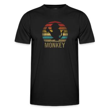 Monkey Eating Banana Dinner Retro Sunset - Men's Functional T-Shirt - black - Front - AI Model Male 178 dark (178cm)