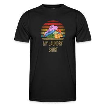 Laundry Day Pile of Clothes Retro Sunset - Männer Funktions-T-Shirt - Schwarz - Vorne - AI Model Male 178 dark (178cm)