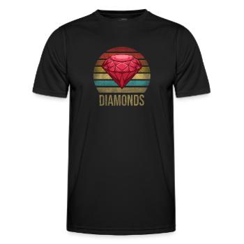 Ruby Gemstone Retro Sunset - Männer Funktions-T-Shirt - Schwarz - Vorne - AI Model Male 178 dark (178cm)
