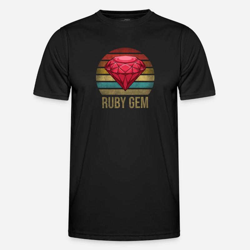 Ruby Gemstone Retro Sunset Men's Functional T-Shirt