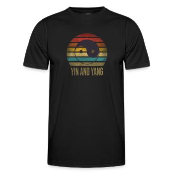 Taosim Yin & Yang Zen Retro Coucher de soleil - T-shirt sport Homme - noir - Devant - AI Model Male 178 dark (178cm)