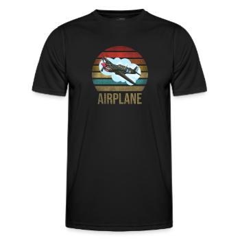 Avion Historique Seconde Guerre mondiale Pilote volant Seconde Guerre mondiale - T-shirt sport Homme - noir - Devant - AI Model Male 178 dark (178cm)