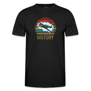 Airplane Historic World War II Flying Pilot WWII - Männer Funktions-T-Shirt - Schwarz - Vorne - AI Model Male 178 dark (178cm)