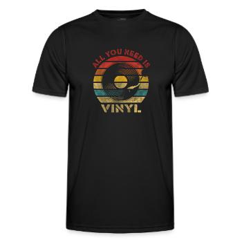 All you need is Vinyl Retro Vintage Music - Men's Functional T-Shirt - black - Front - AI Model Male 178 dark (178cm)