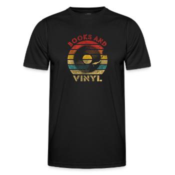 Books and Vinyl Retro Vintage Music - Men's Functional T-Shirt - black - Front - AI Model Male 178 dark (178cm)