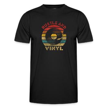 Hustle and Vinyl Retro Vintage Music - Men's Functional T-Shirt - black - Front - AI Model Male 178 dark (178cm)
