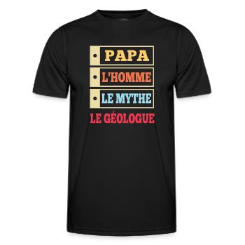 Papa l'homme le mythe le géologue t-shirt - T-shirt sport Homme - noir - Devant - AI Model Male 178 dark (178cm)